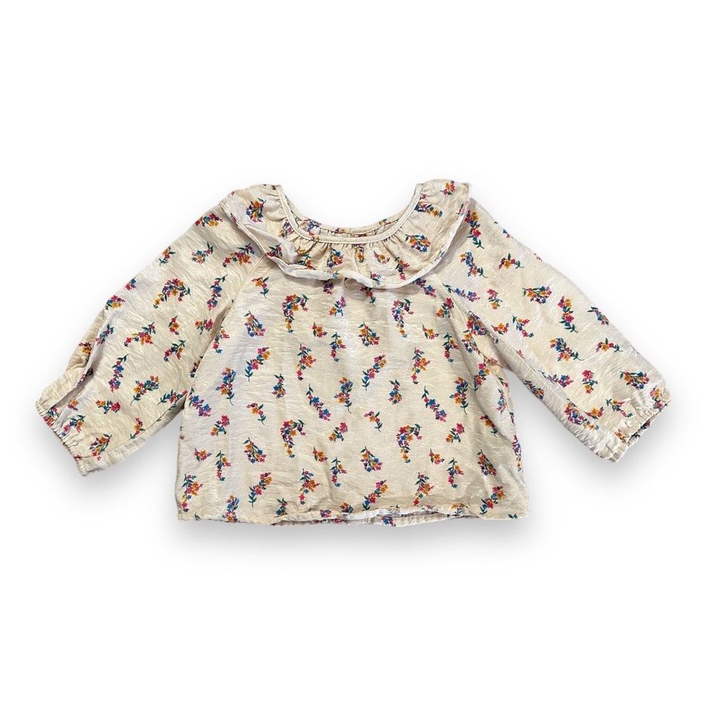 Zara | Ruffle Collar Floral Metallic Blouse (3-4 yrs)